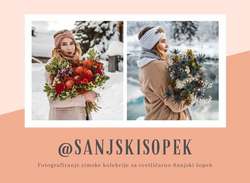 snow, portrait, flowers, bouquet, photography
