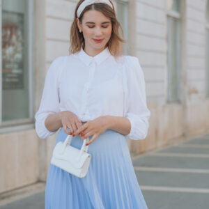 baby blue skirt, outfit inspo, summer spring 2021, fashion, new yorker
